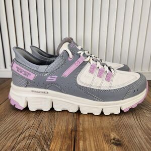Skechers Slip-Ins Summits AT Womens 7.5 Gray Pink Hands Free Trail Hiking Shoes